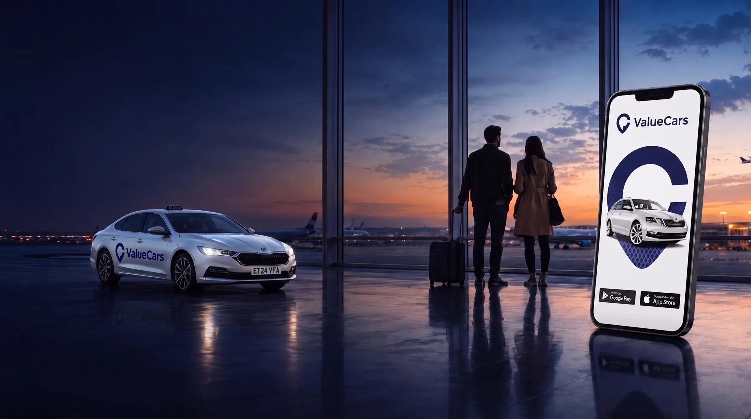 Value Cars airport transfer leaving Basildon for the airport